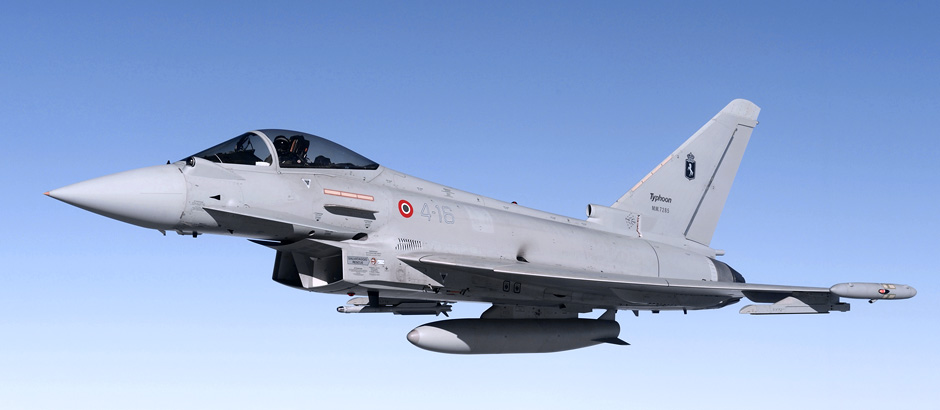 A fixed-wing aircraft, the Eurofighter Typhoon.